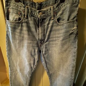 Frye Men’s Austin Relaxed Jeans Size 36 Light Blue With Factory Distress Look